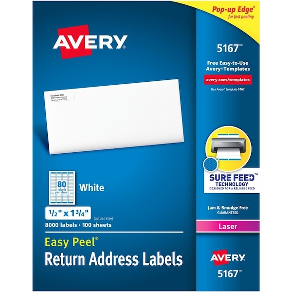 Avery Label, Ezpeel, Lsr, 1/2X1.75 8000PK AVE5167 - main